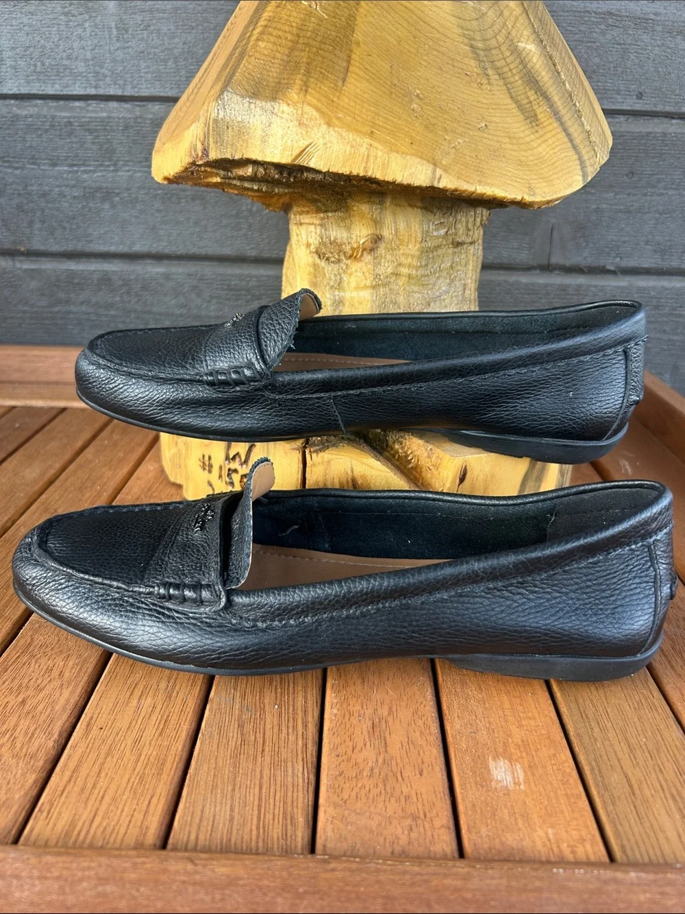 Coach Odette Women's Black Leather Penny Loafers NWOT
